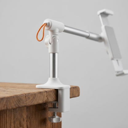 Close-up of the adjustable clamp and flexible gooseneck joint