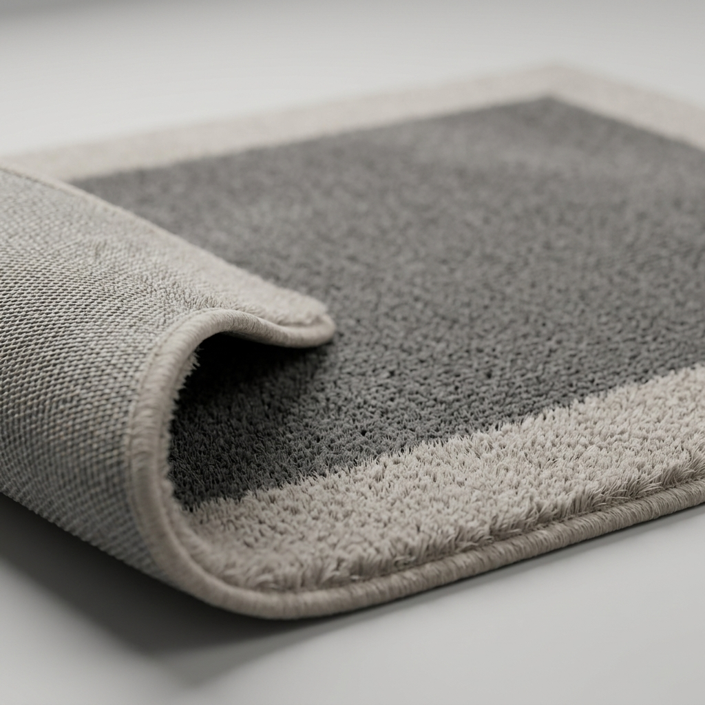 Close-up of the bath mat absorbent pile and non-slip backing